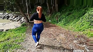 curly haired brunette fucked in the woods