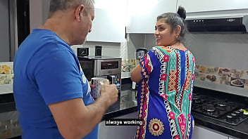 cheating wife with husband friend in kitchen