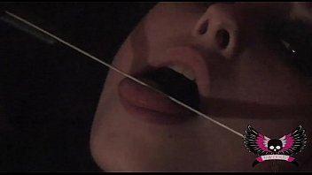 blindfolded and horny bitch with a flat chest is forced to suck and take down he